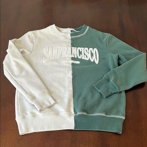 Abercrombie Kids Green and White Crewneck Sweater